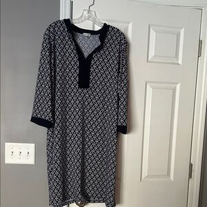 Avenue Black and White Geometric Dress